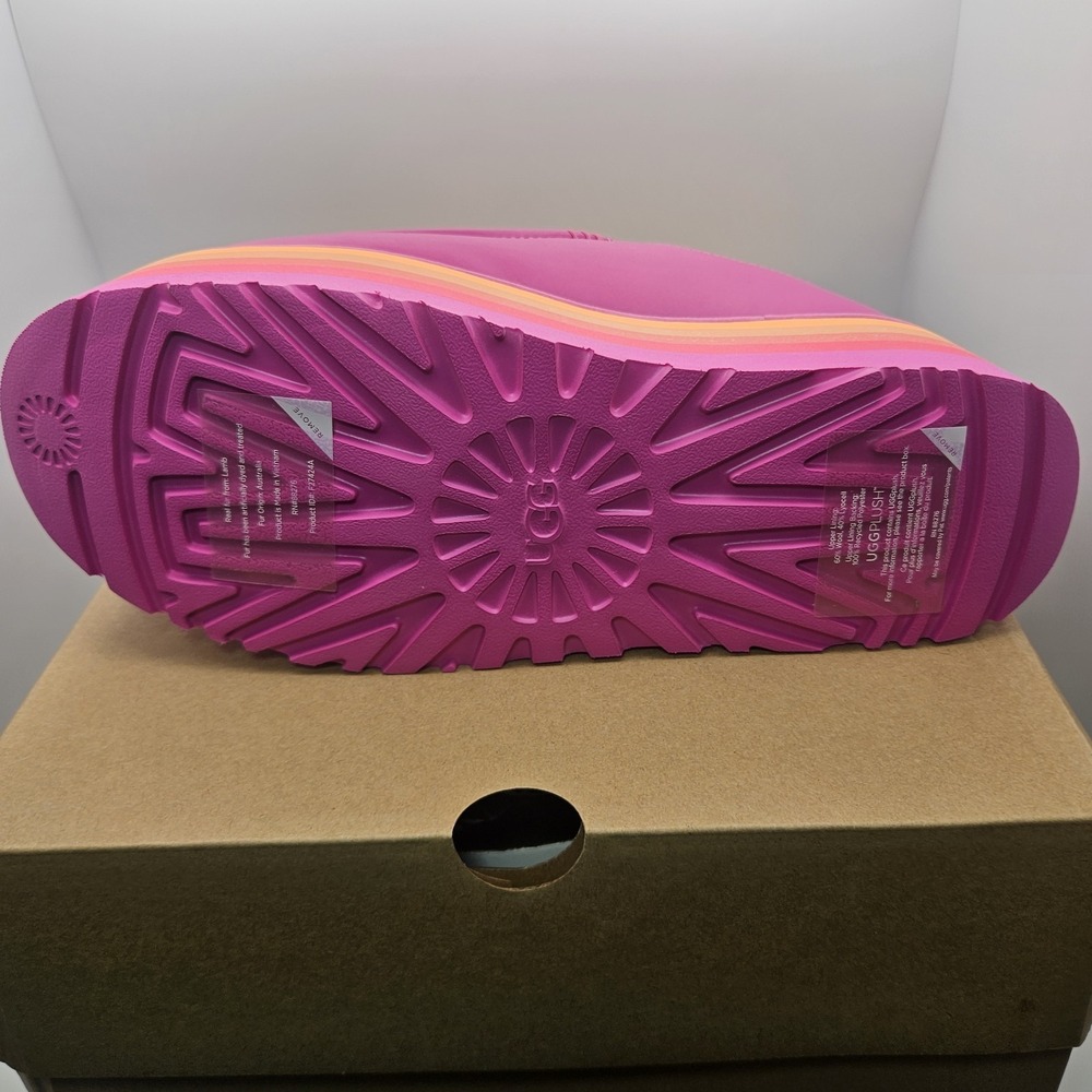 UGG URSEEN PLATFORM RASPBERRY MULTI LEATHER WOOL ALL GENDER M8/W9 Festival Shoes - Picture 2 of 7
